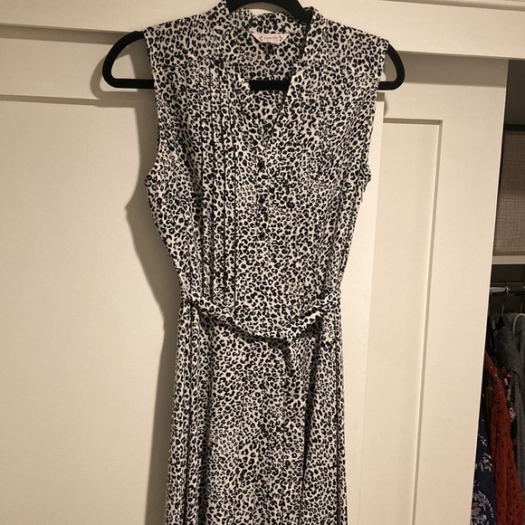 Nannette Nannette Lepore Black and Off-White Leopard Belted A-Line Dress Size 2 - Picture 5 of 8